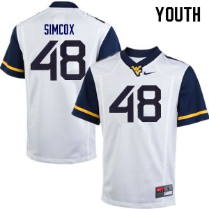 Youth West Virginia Mountaineers NCAA #48 Skyler Simcox White Authentic Nike Stitched College Football Jersey WC15X71VV